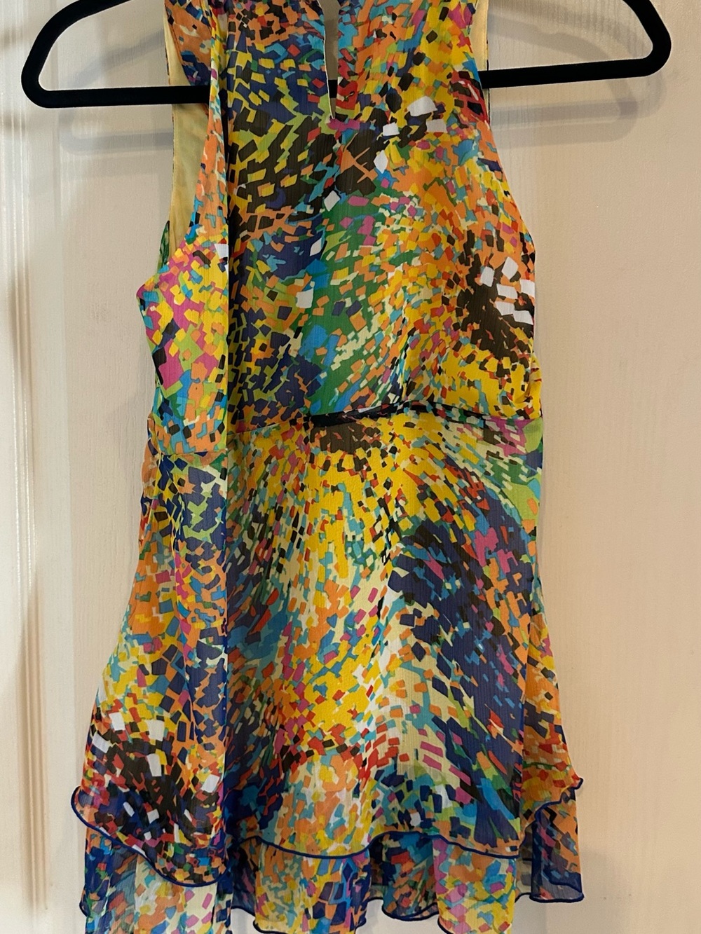 Bright Multi-Color Sleeveless Printed Chiffon Top